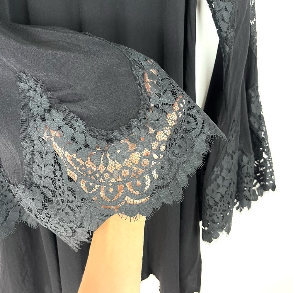For Love and Lemons Festival Boho Lace Bell Sleeve Mini Dress Black Size XS - Picture 8 of 12